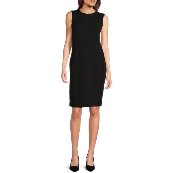 Calvin Klein Scoop Neck Sleeveless Black Sheath Dress Size 10 - Picture 1 of 8